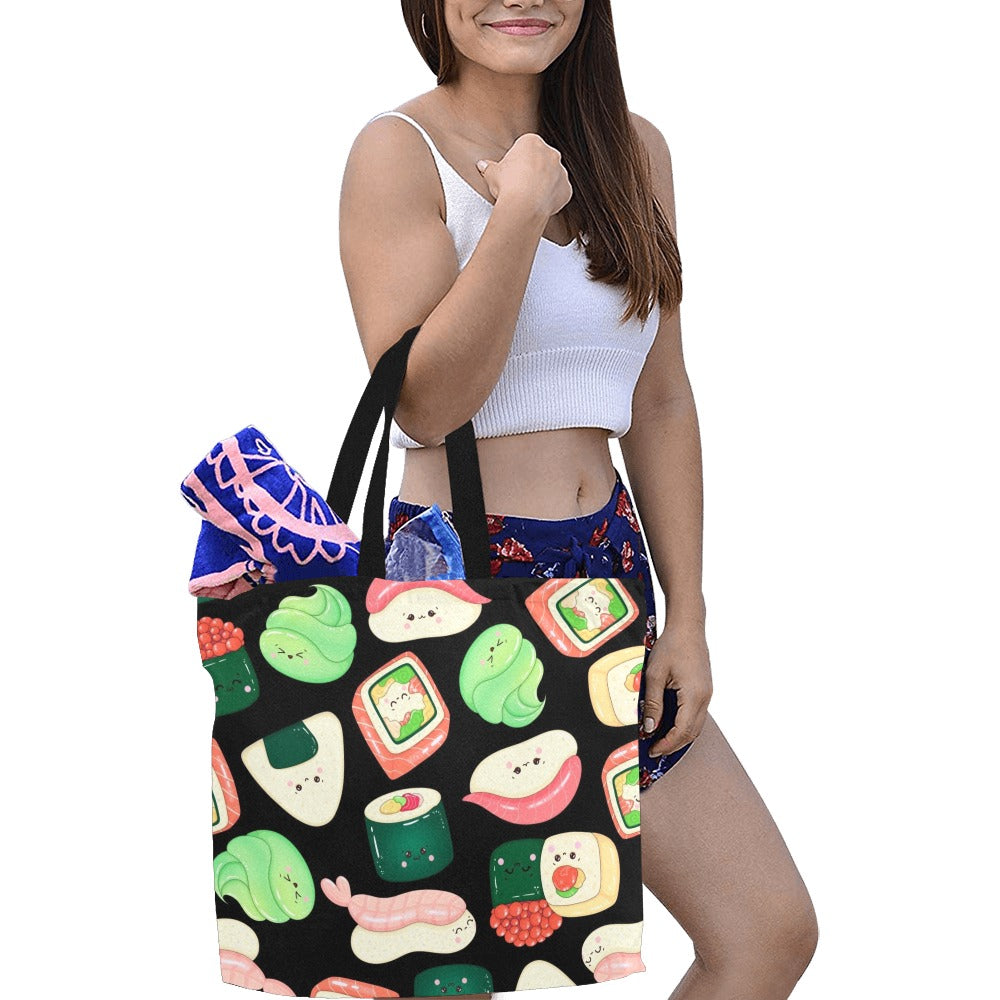 Happy Sushi - Full Print Canvas Tote Bag Full Print Canvas Tote Bag Printed Offshore