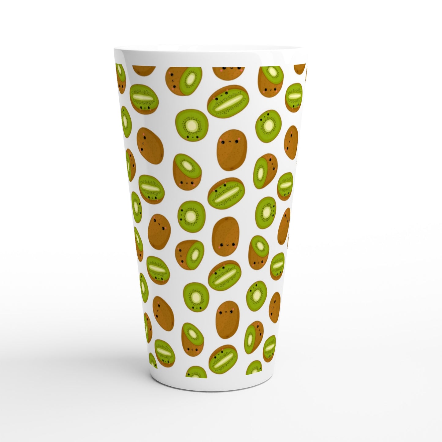 Kiwi Fruit - White Latte 17oz Ceramic Mug Latte Mug food Globally Fulfilled