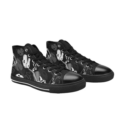 Dinosaur Skeleton - Men's High Top Canvas Shoes