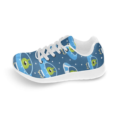 Cute Aliens in UFOs - Kids Sneakers