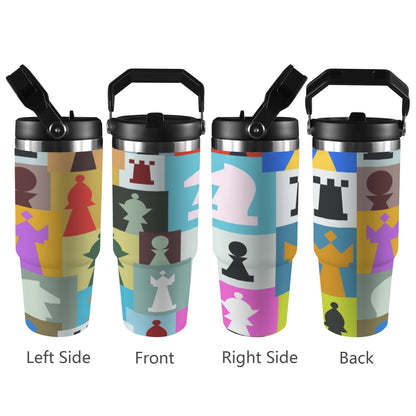 Colourful Chess - 30oz Tumbler with Top Handle