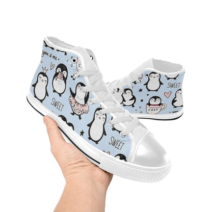 Penguin Love - Kids' High Top Canvas Shoes