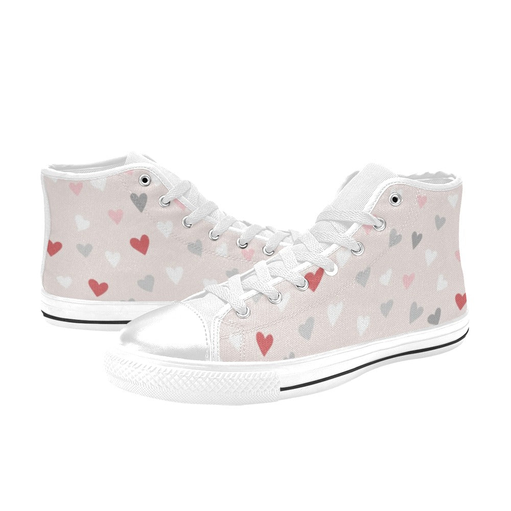 Pretty Hearts - Women's High Top Canvas Shoes