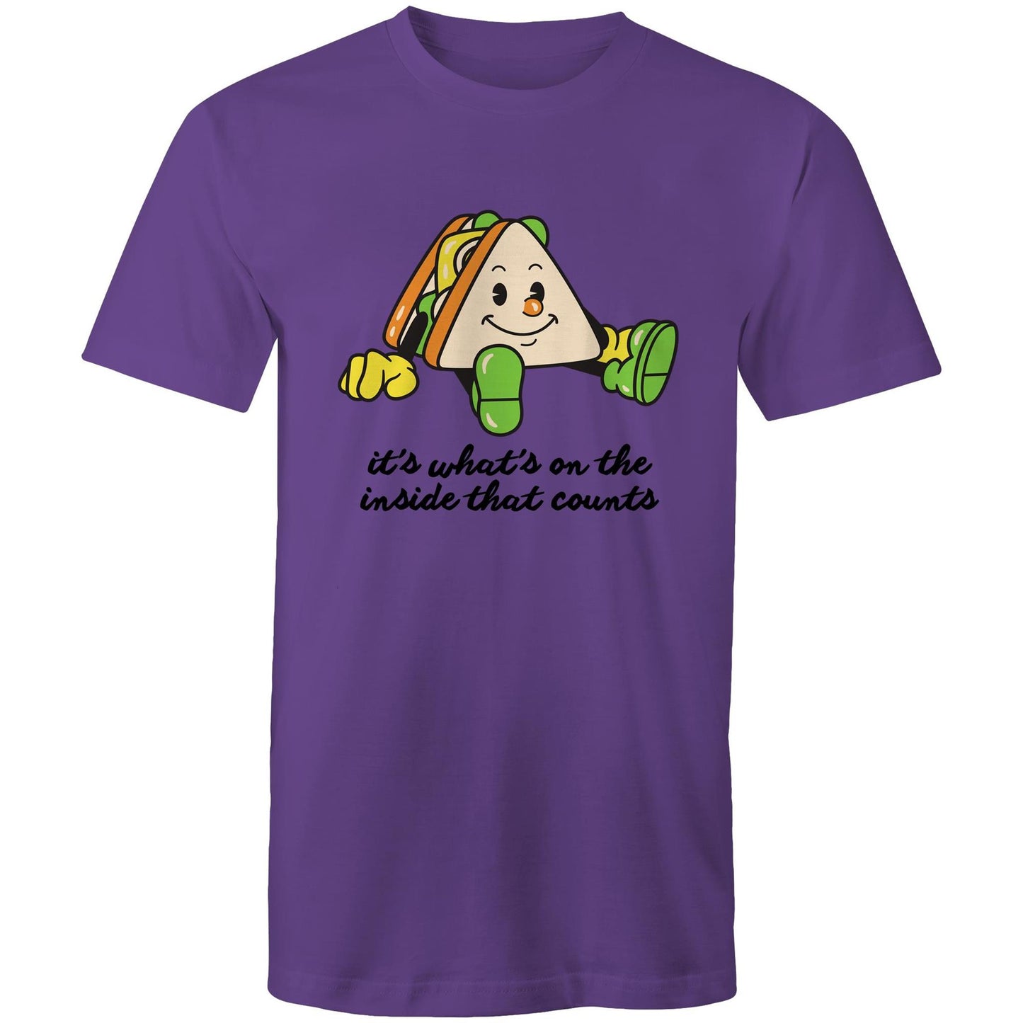 Sandwich, It's What's On The Inside That Counts - Mens T-Shirt Purple Mens T-shirt Food Motivation