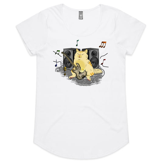 Cat Bass Player - Womens Scoop Neck T-Shirt