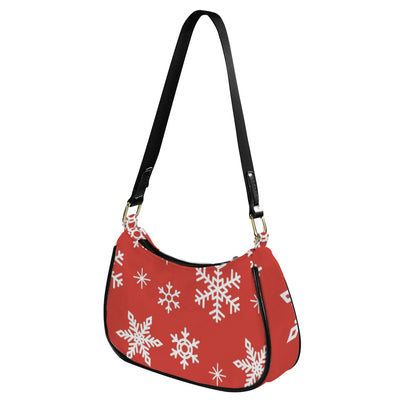 Red Snowflakes, Christmas - Small Shoulder Bag