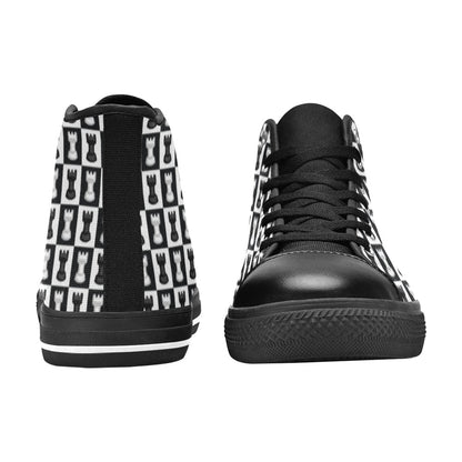 Chess Black And White - Women's High Top Canvas Shoes