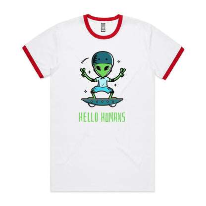 Alien, Hello Humans - Staple Ringer Tee