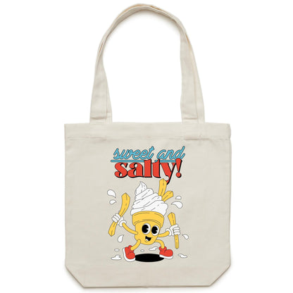 Sweet And Salty, Ice-cream And Fries - Canvas Tote Bag Cream One Size Tote Bag Printed In Australia