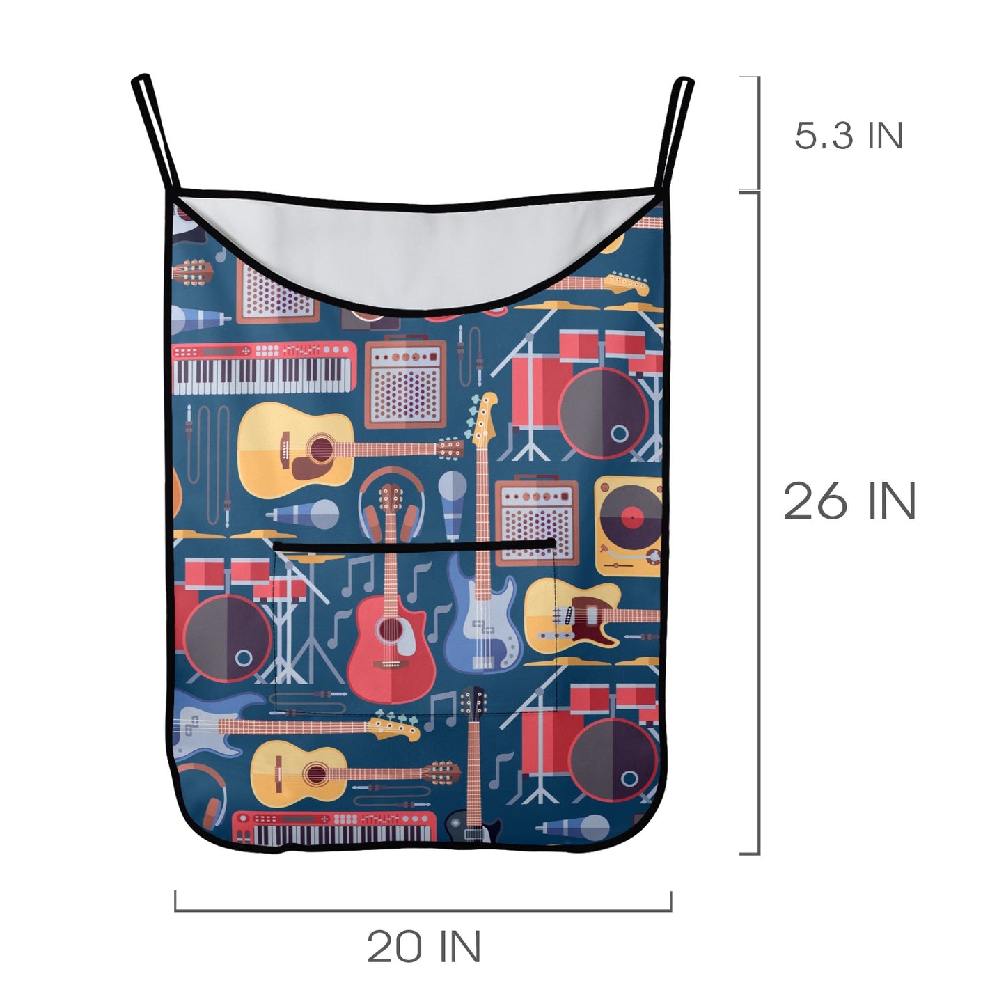 Music Instruments Blue - Hanging Laundry Bag