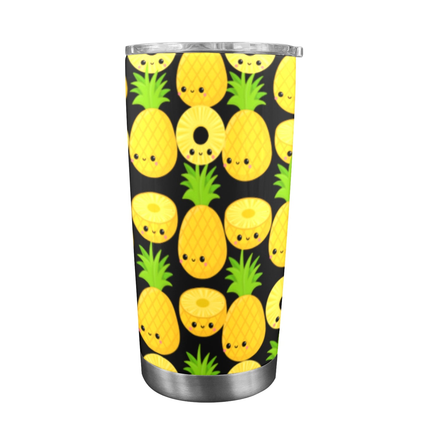 Happy Pineapples - 20oz Travel Mug with Clear Lid 20oz Travel Mug / Tumbler Food Printed Offshore