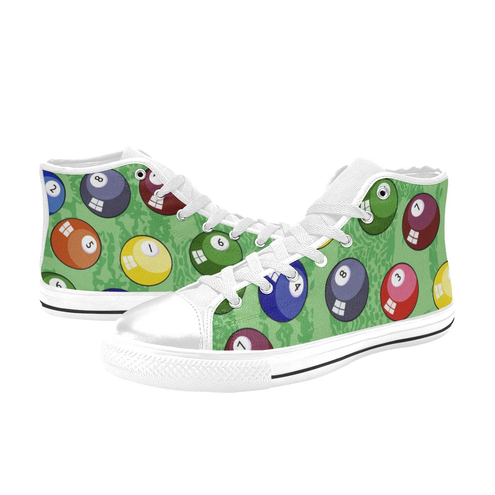 Pool Balls - Men's High Top Canvas Shoes