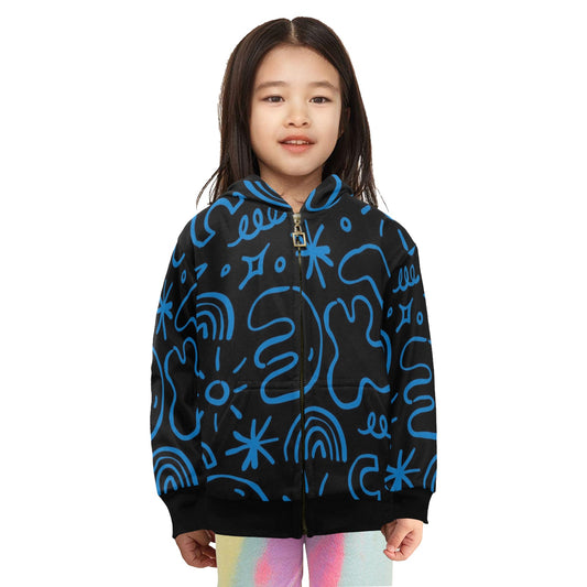 Blue Squiggle - Junior Girls Zip Up Hoodie