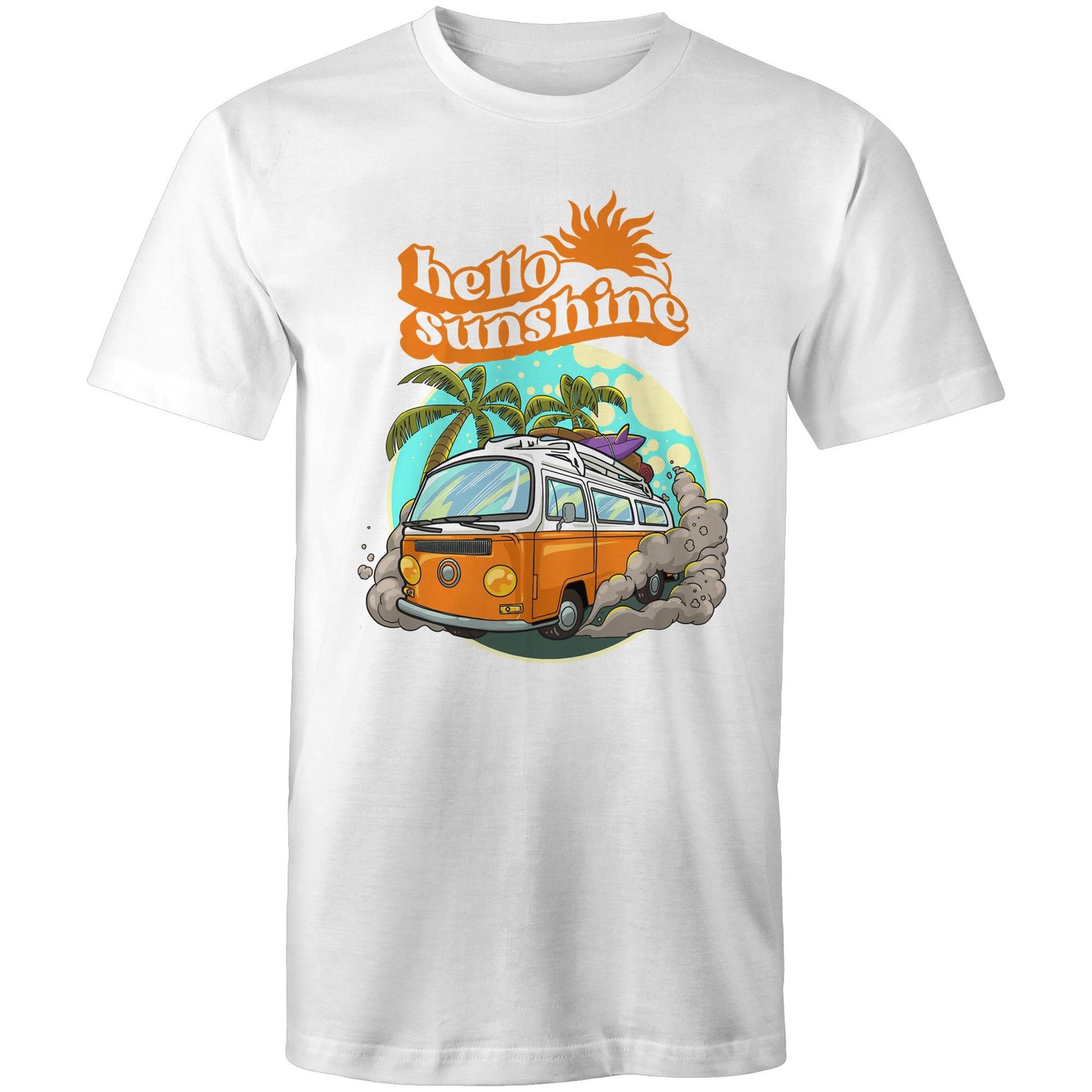 Hello Sunshine, Beach Van - Mens T-Shirt White Mens T-shirt Summer Surf