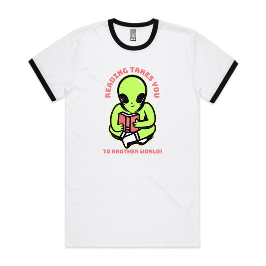 Reading Takes You To Another World, Alien - Staple Ringer Tee