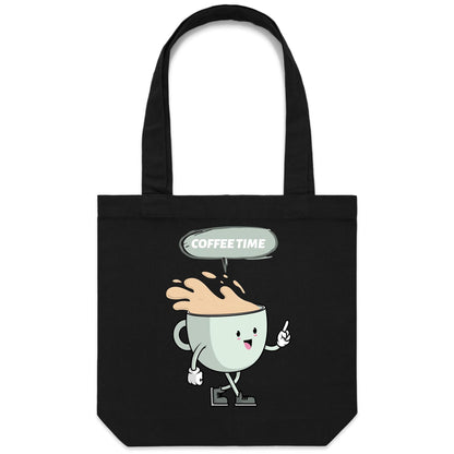 Coffee Time - Canvas Tote Bag Black One Size Tote Bag Printed In Australia