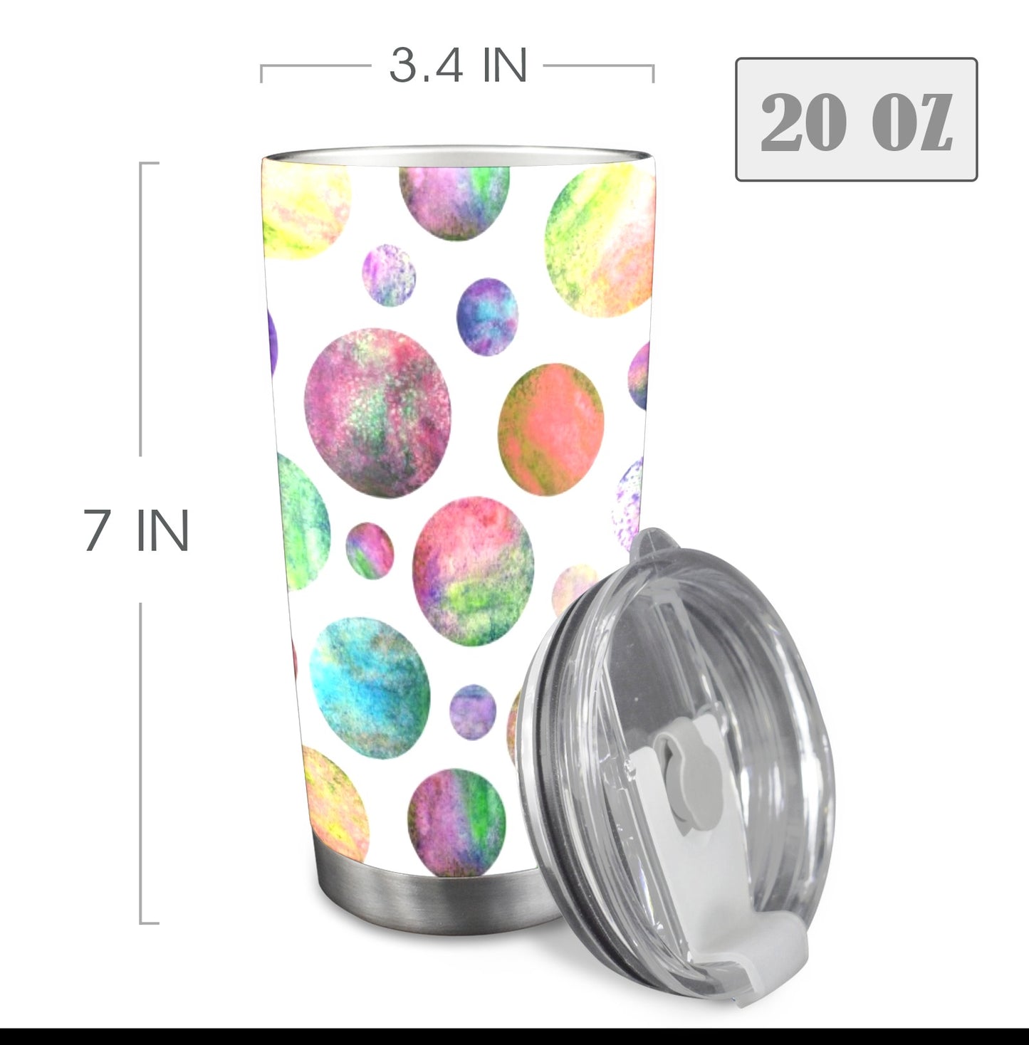 Watercolour Planets - 20oz Travel Mug with Clear Lid