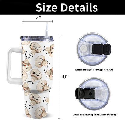 Cute Mushrooms - 40oz Tumbler with White Handle