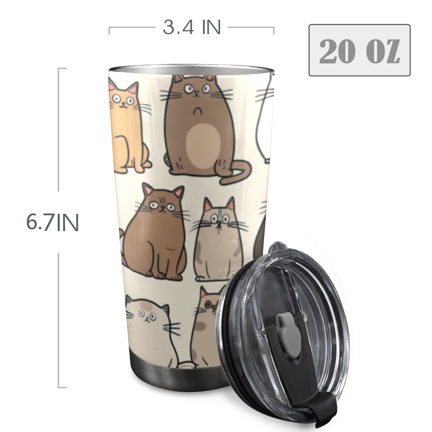 Lots Of Cats - 20oz Travel Mug / Tumbler