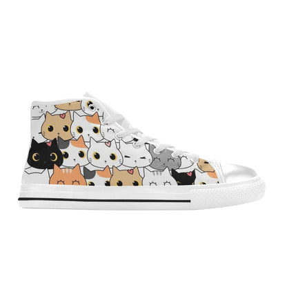 Cute Cartoon Cats - Men's High Top Canvas Shoes