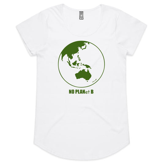 No Planet B, Earth - Womens Scoop Neck T-Shirt White Womens Scoop Neck T-shirt Environment Printed In Australia