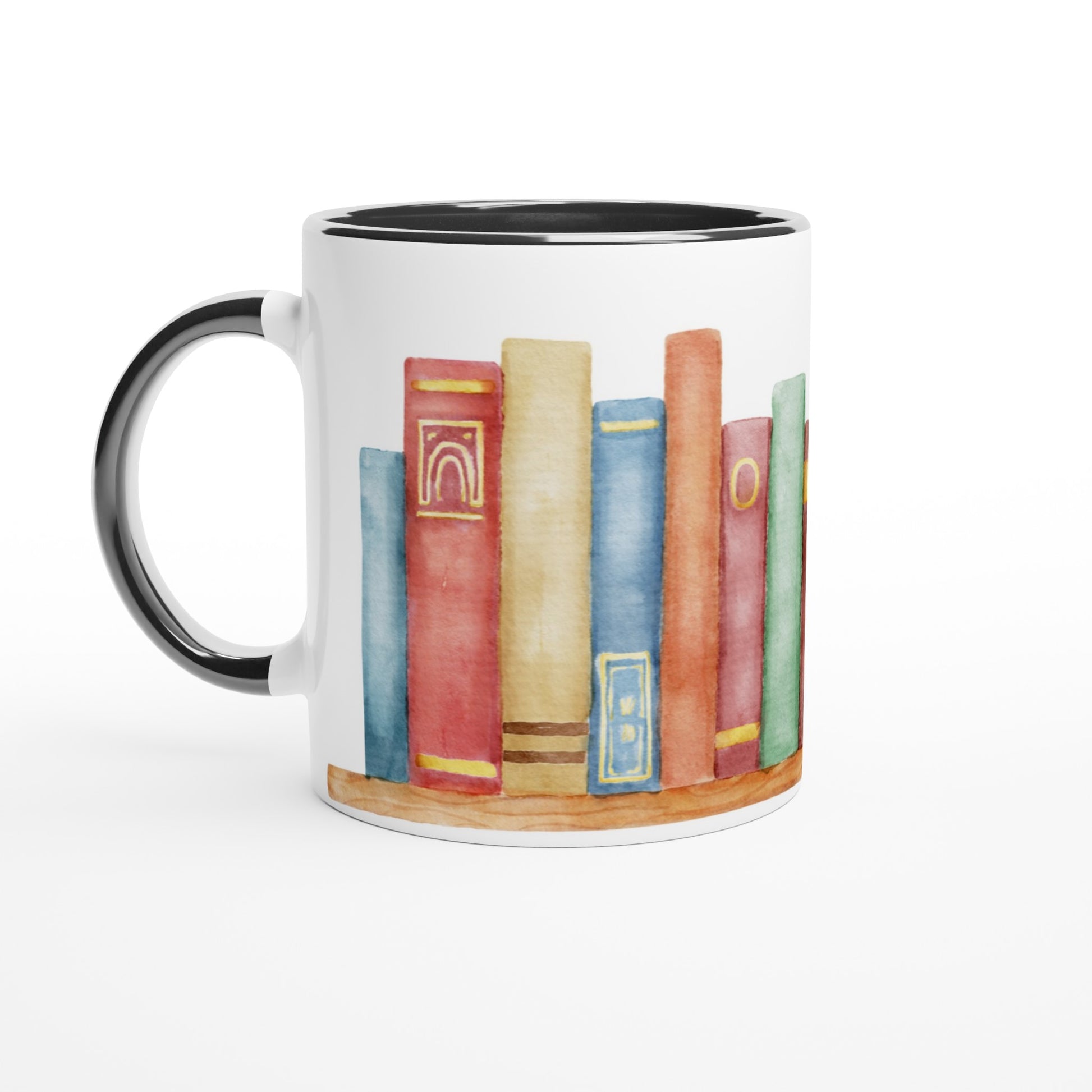 Books - White 11oz Ceramic Mug with Colour Inside Ceramic Black Colour 11oz Mug Reading