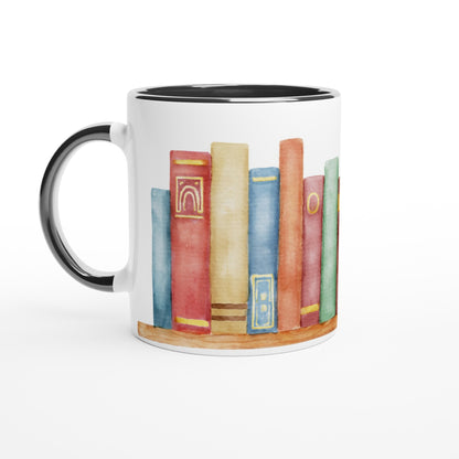 Books - White 11oz Ceramic Mug with Colour Inside Ceramic Black Colour 11oz Mug Reading