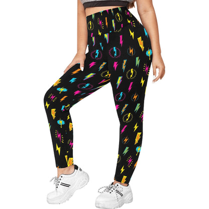 Fun Lightning - Womens High Waist Leggings (Sizes 16-22)