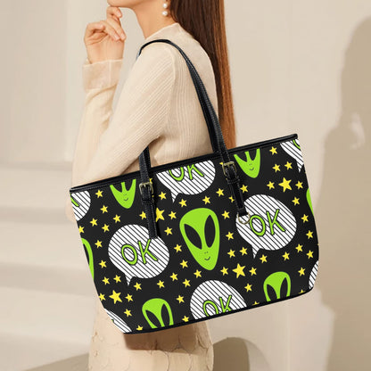 Alien OK - Leather Tote Bag-Large