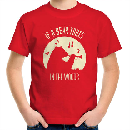 If A Bear Toots In The Woods, Trumpet Player - Kids Youth T-Shirt Red Kids Youth T-shirt animal Music
