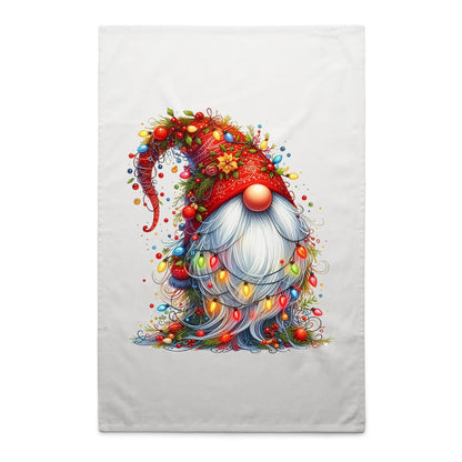 Gnome Wrapped In Christmas Lights - AS Colour Tea Towel