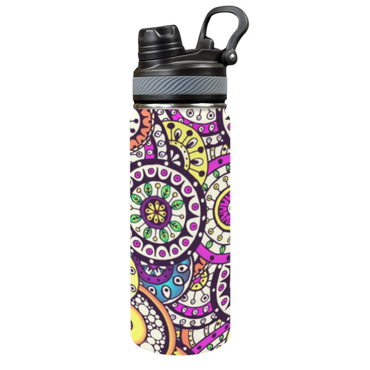 Circle Flowers - Insulated Water Bottle with Dual-Use Lid (18oz) Insulated Water Bottle with Dual-Use Lid (18oz) Printed Offshore