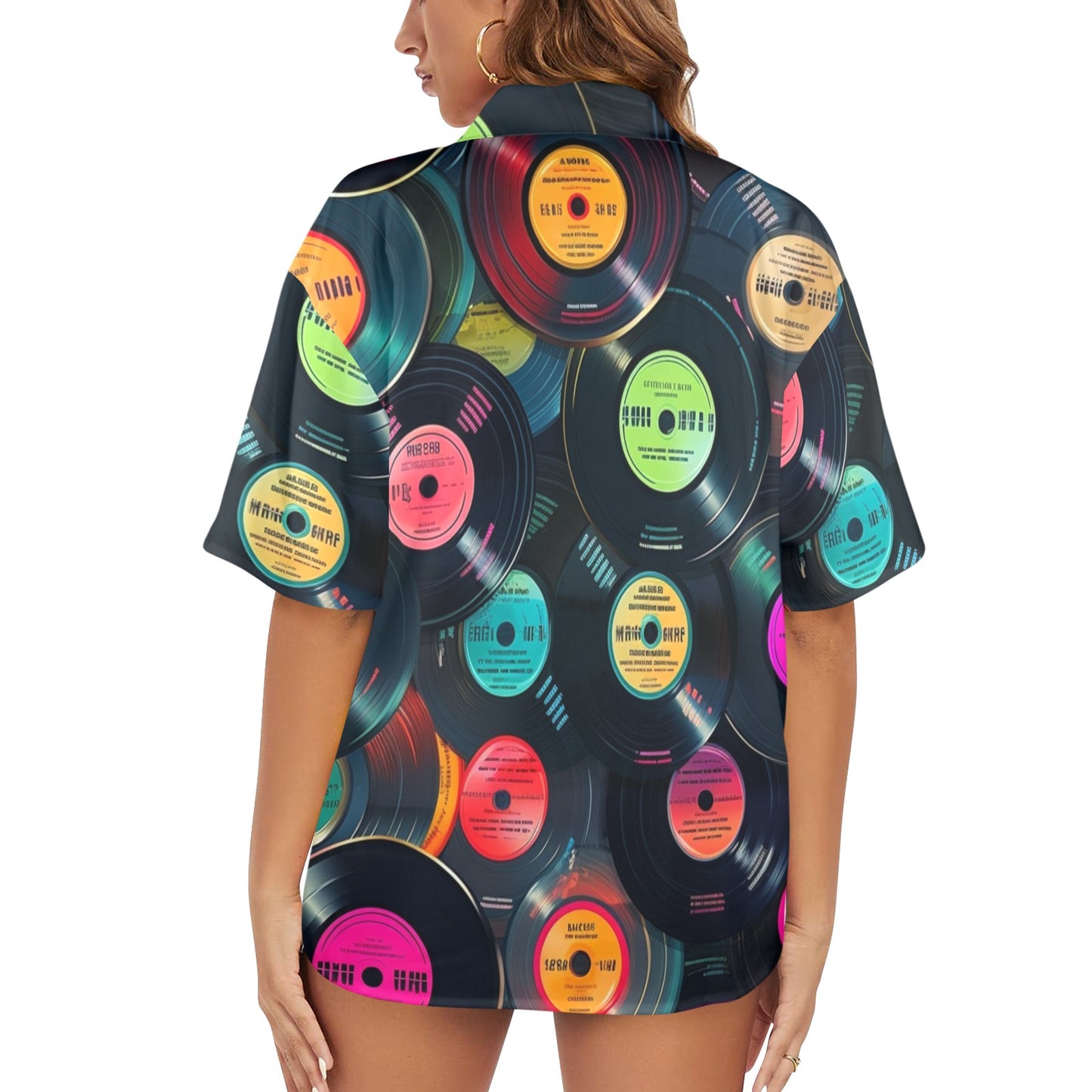 Retro Vinyl Records - Womens Hawaiian Shirt