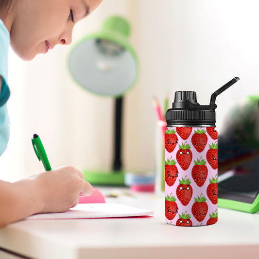 Strawberry Characters - Kids Water Bottle with Chug Lid (12 oz) Kids Water Bottle with Chug Lid Printed Offshore