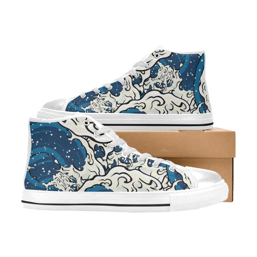 Waves - Men's High Top Canvas Shoes