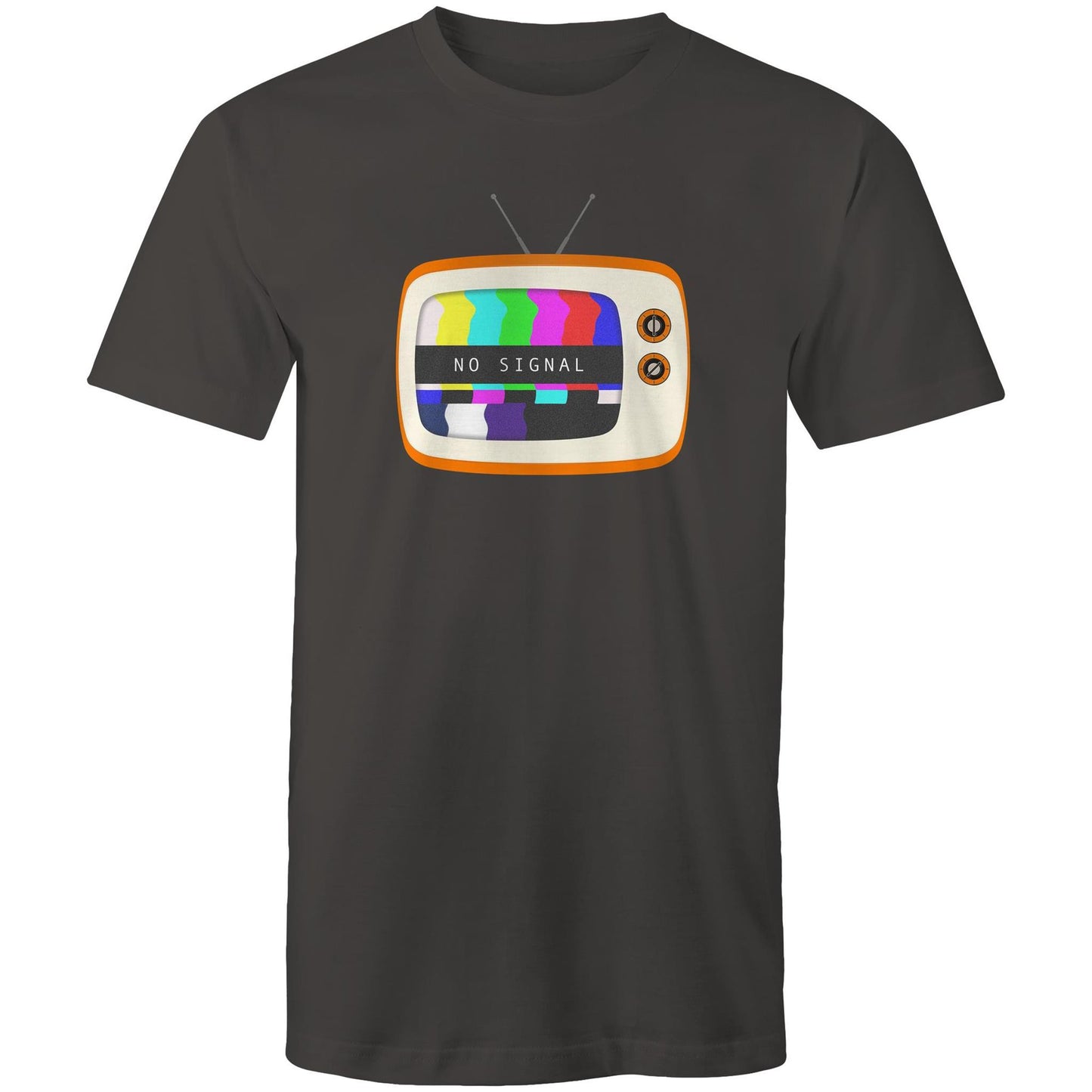 Retro Television, No Signal - Mens T-Shirt Charcoal Mens T-shirt Retro
