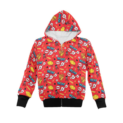 Comic Book Red - Senior Girls Zip Up Hoodie