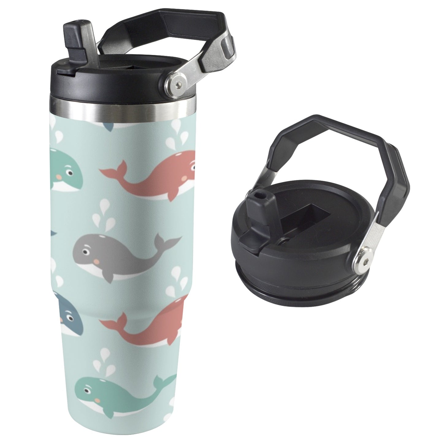 Cute Whales - 30oz Tumbler with Top Handle