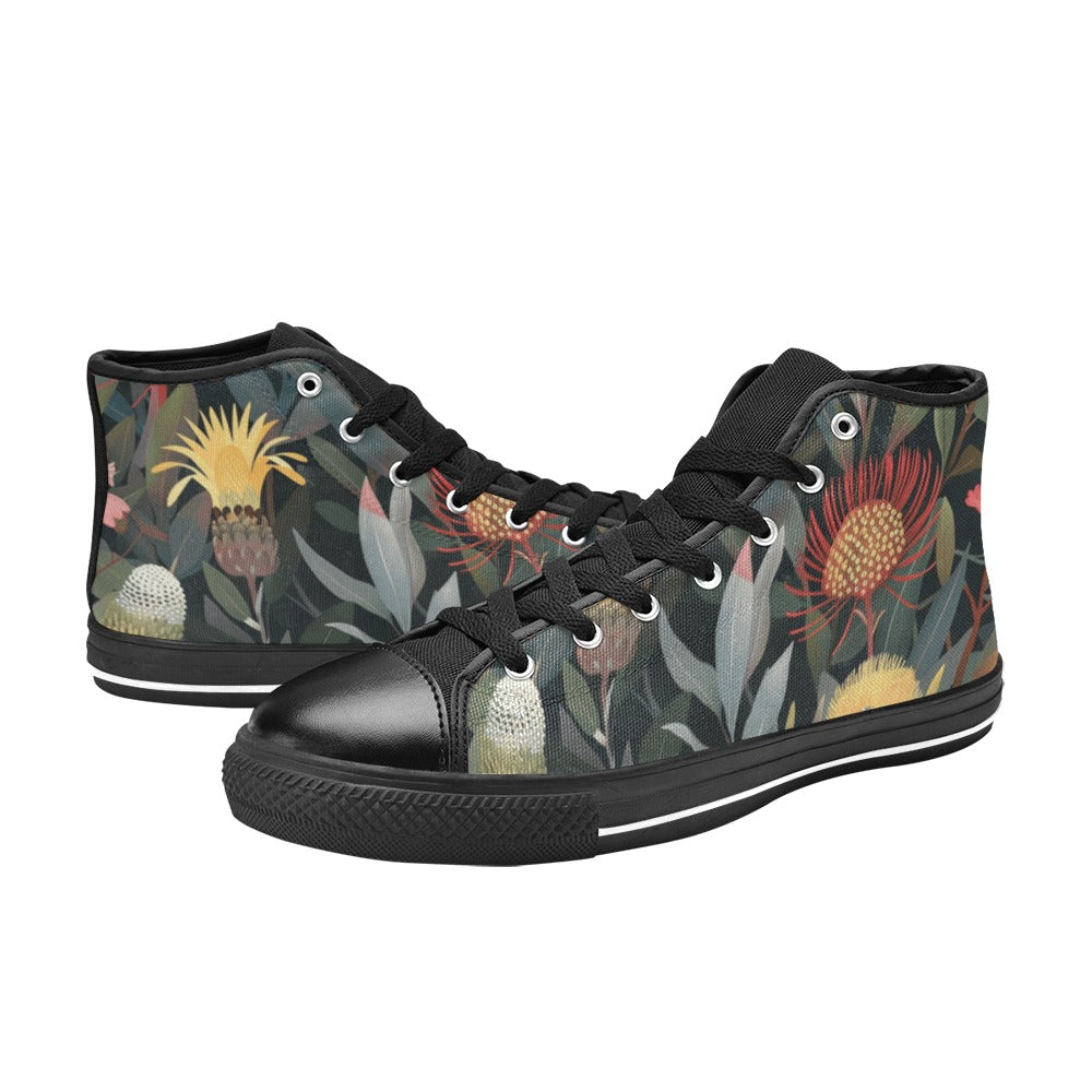 Australian Native Flowers - Women's High Top Canvas Shoes