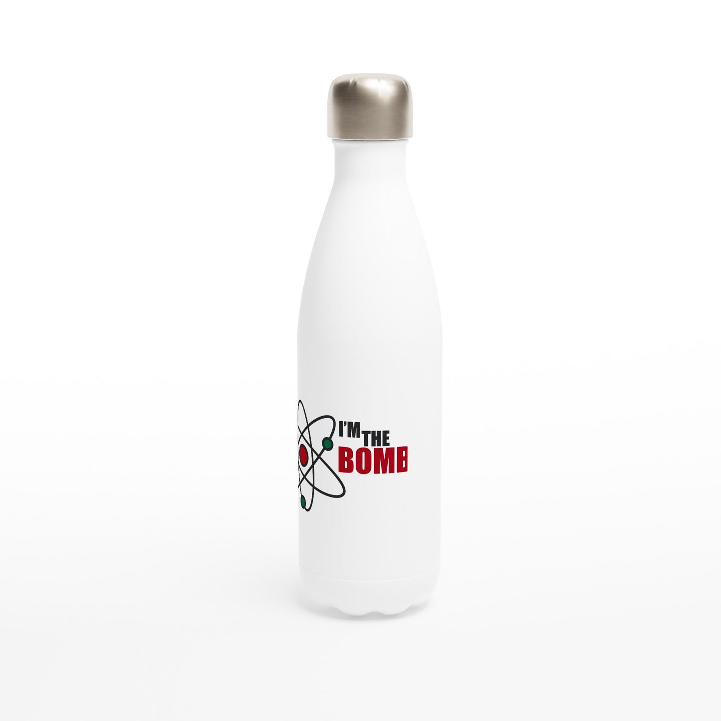 I'm The Bomb, Atom - White 17oz Stainless Steel Water Bottle White Water Bottle Globally Fulfilled Science