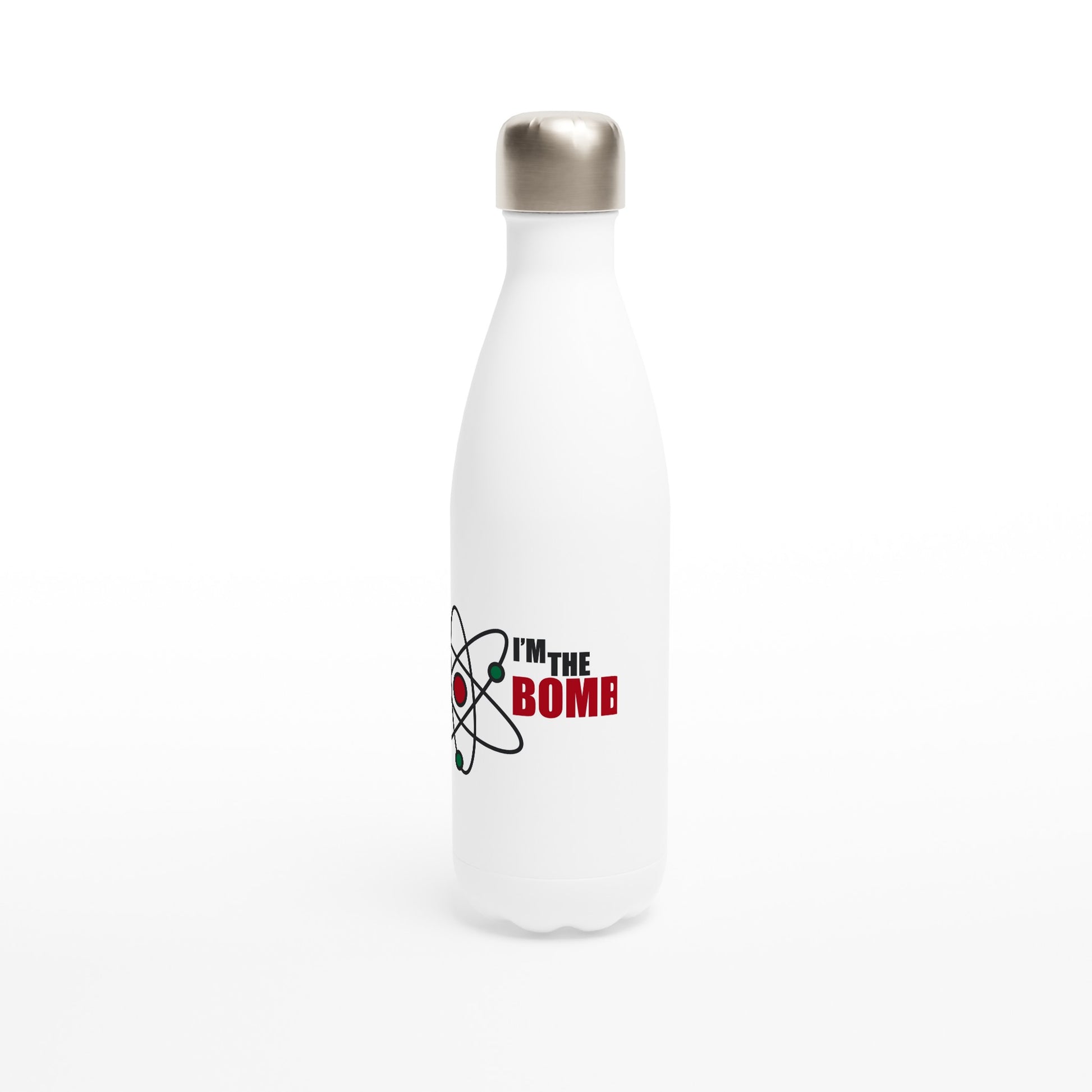 I'm The Bomb, Atom - White 17oz Stainless Steel Water Bottle White Water Bottle Globally Fulfilled Science