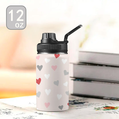 Pretty Hearts - Kids Water Bottle with Chug Lid (12 oz)