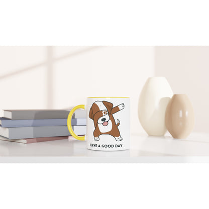 Dab Step Dog - White 11oz Ceramic Mug with Colour Inside Colour 11oz Mug animal