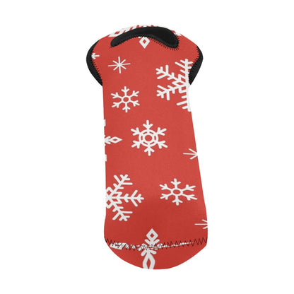 Red Snowflakes, Christmas - Neoprene Wine Bag Wine Bag Christmas Printed Offshore