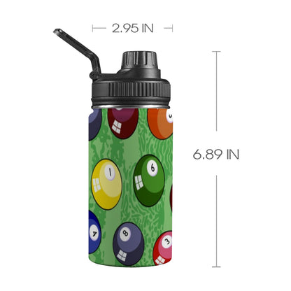 Pool Balls - Kids Water Bottle with Chug Lid (12 oz)