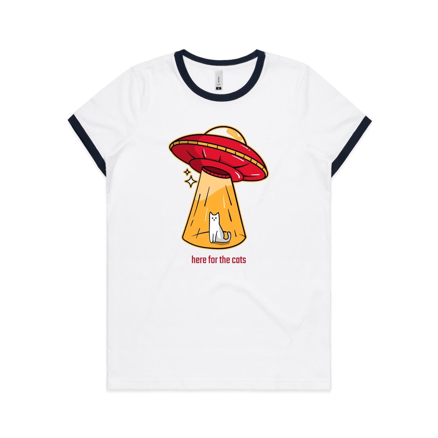 Here For The Cats, UFO - Women's Ringer Tee