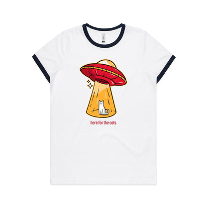 Here For The Cats, UFO - Women's Ringer Tee