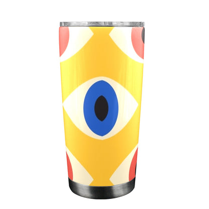 Eyes on Yellow - 20oz Travel Mug with Clear Lid Clear Lid Travel Mug Printed Offshore