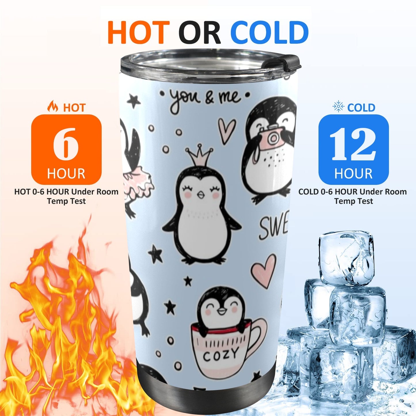 Penguin Love - 20oz Travel Mug / Tumbler