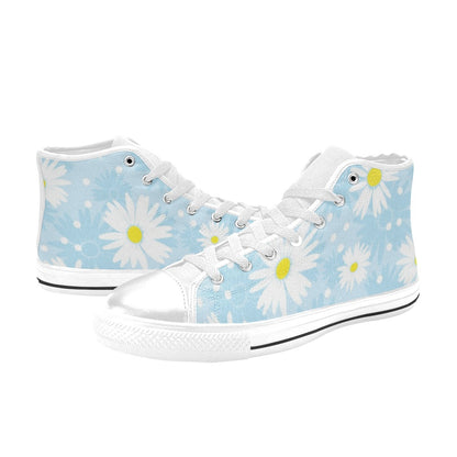 Camomile Flower On Blue - Women's High Top Canvas Shoes